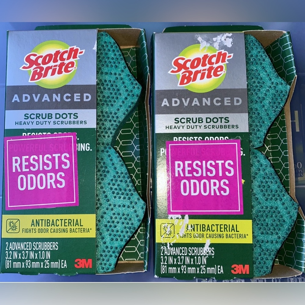 Scotch-Brite Advanced Scrub Dots Heavy Duty Scrubbers 2 Sponges Lot Of 2